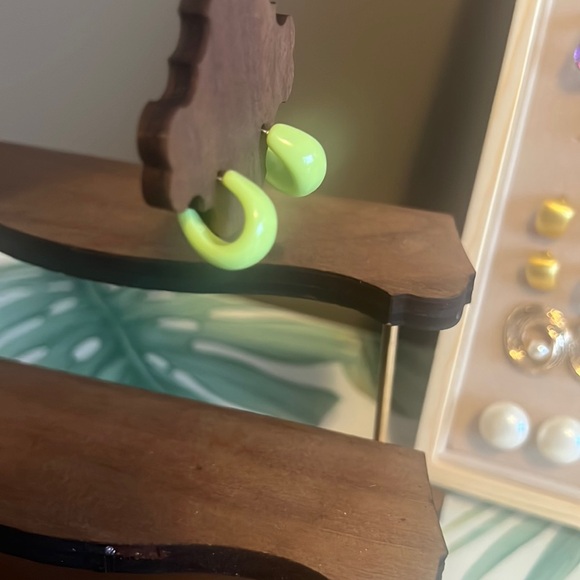 Candy Green Letter C-Shaped Stud Earrings - Picture 1 of 6